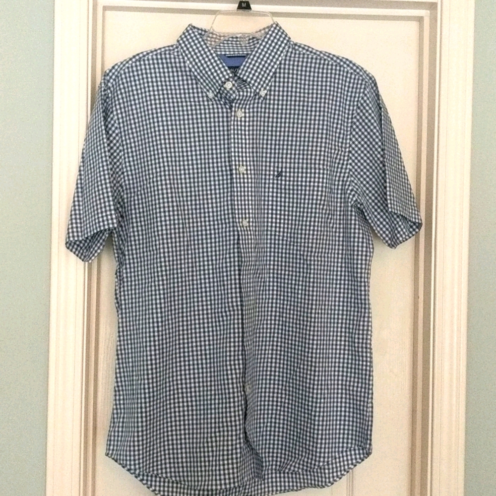 Nautica Classic Fit Blue Checkered Button Down